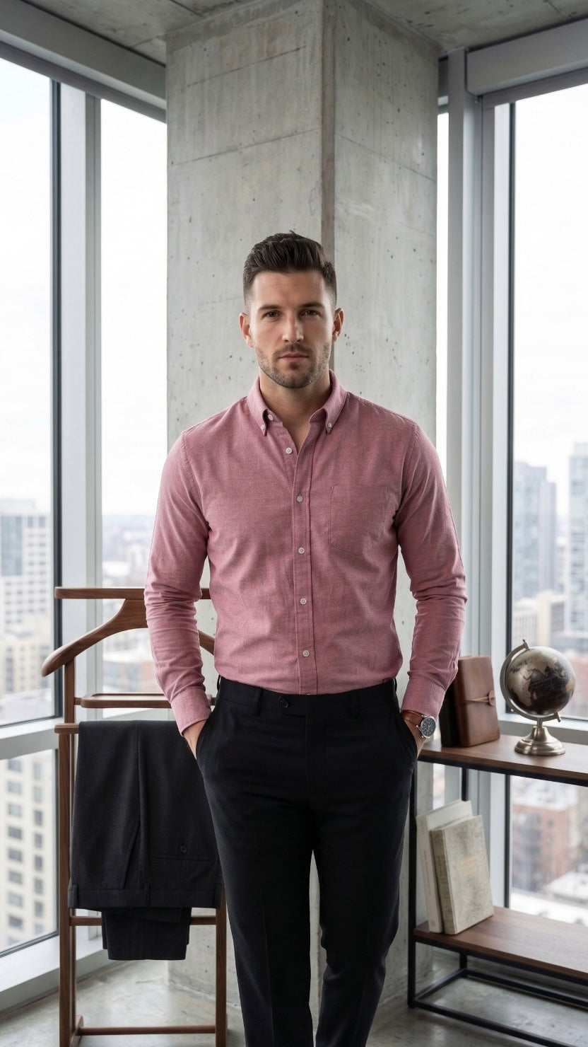 Oxford Lenin Shirt - Red Pink