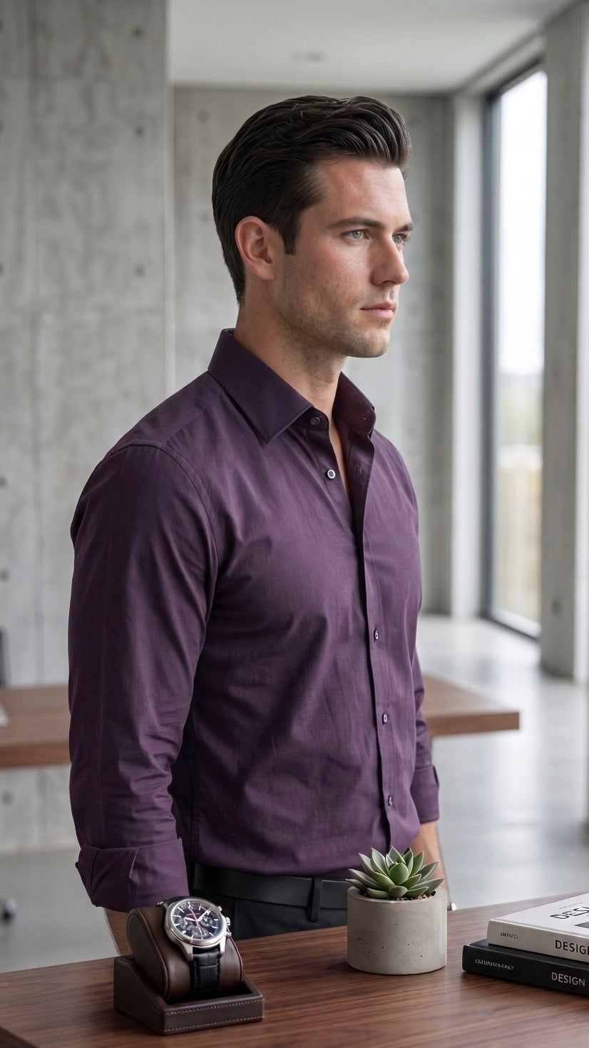 Formal Cotton Shirt- Purple