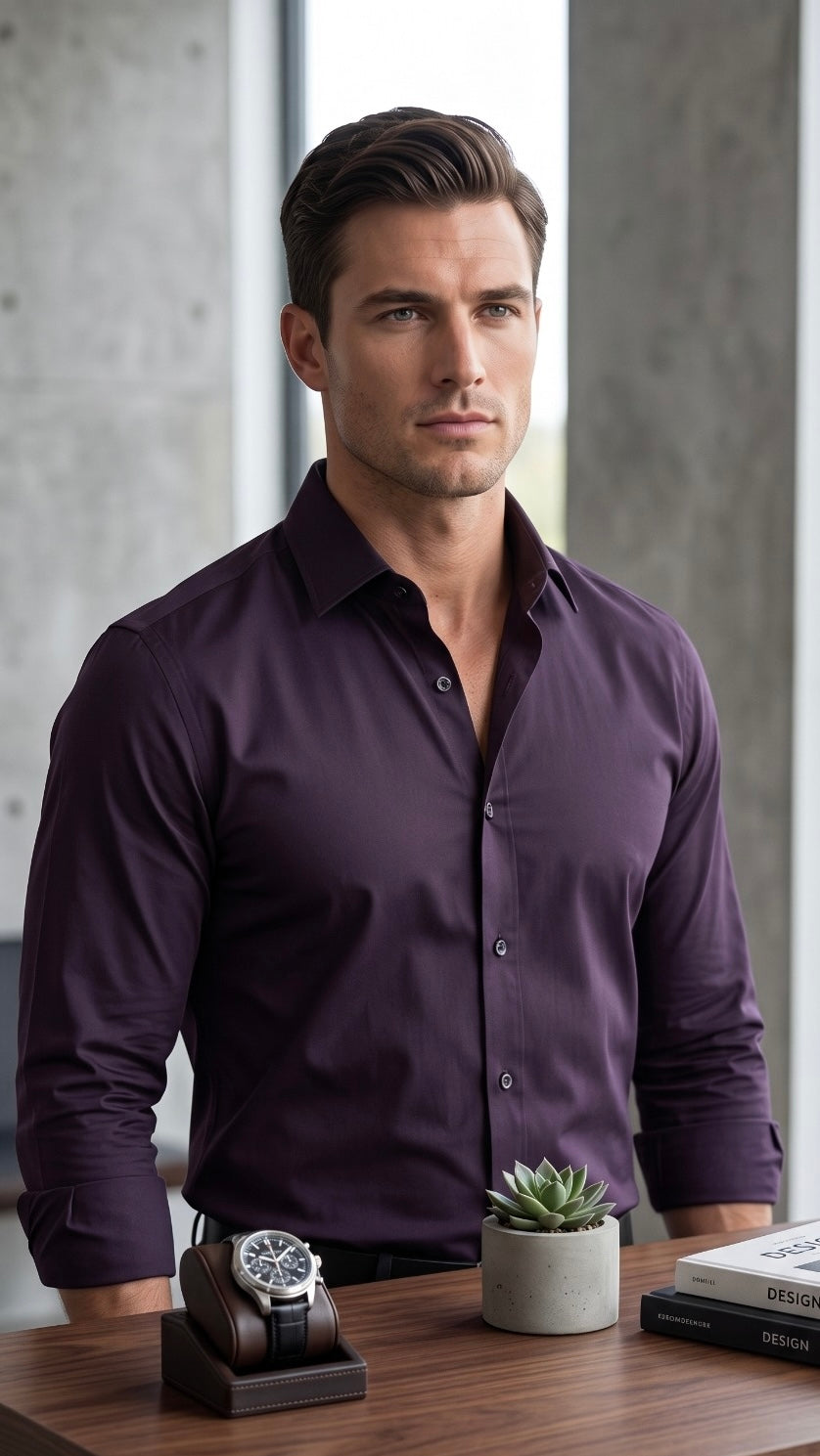 Formal Cotton Shirt- Purple