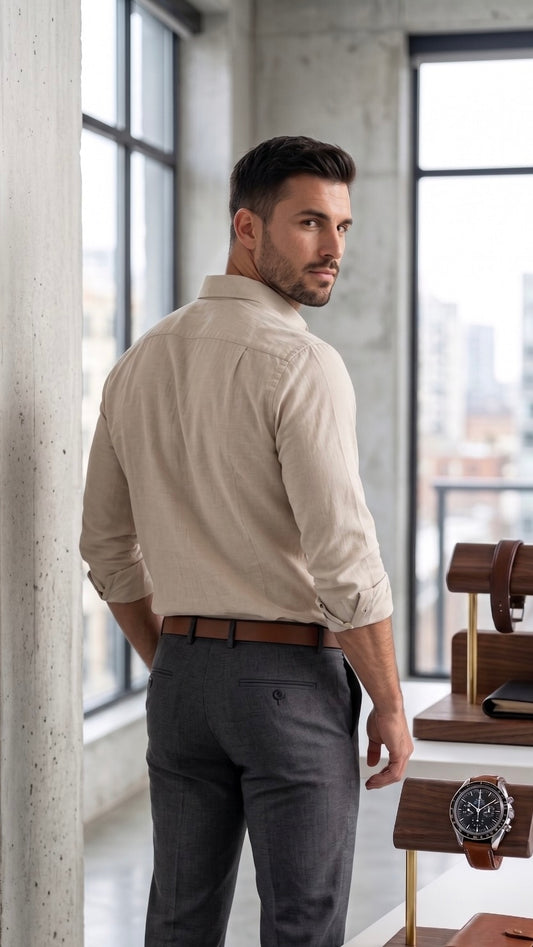 Formal Cotton Shirt - Cream beige