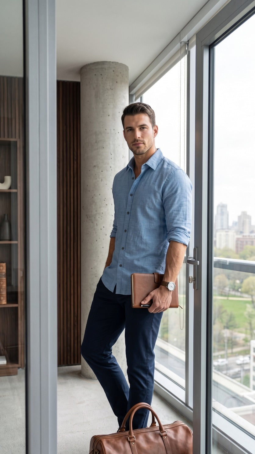 Formal Cotton Shirt -Snow blue