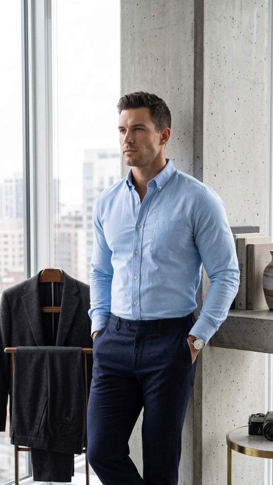 Oxford Lenin Shirt - Sky Blue