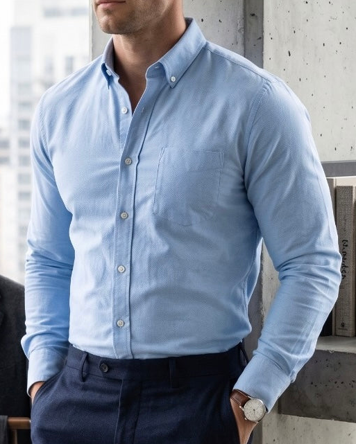 Oxford Lenin Shirt - Sky Blue