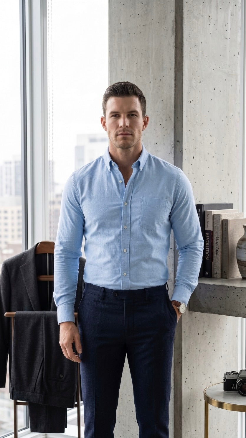Oxford Lenin Shirt - Sky Blue