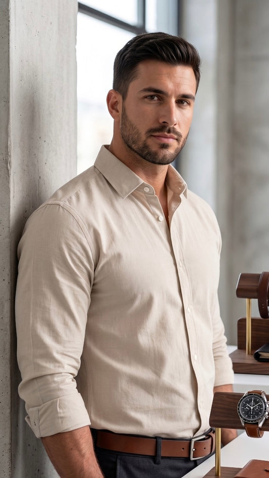 Formal Cotton Shirt - Cream beige