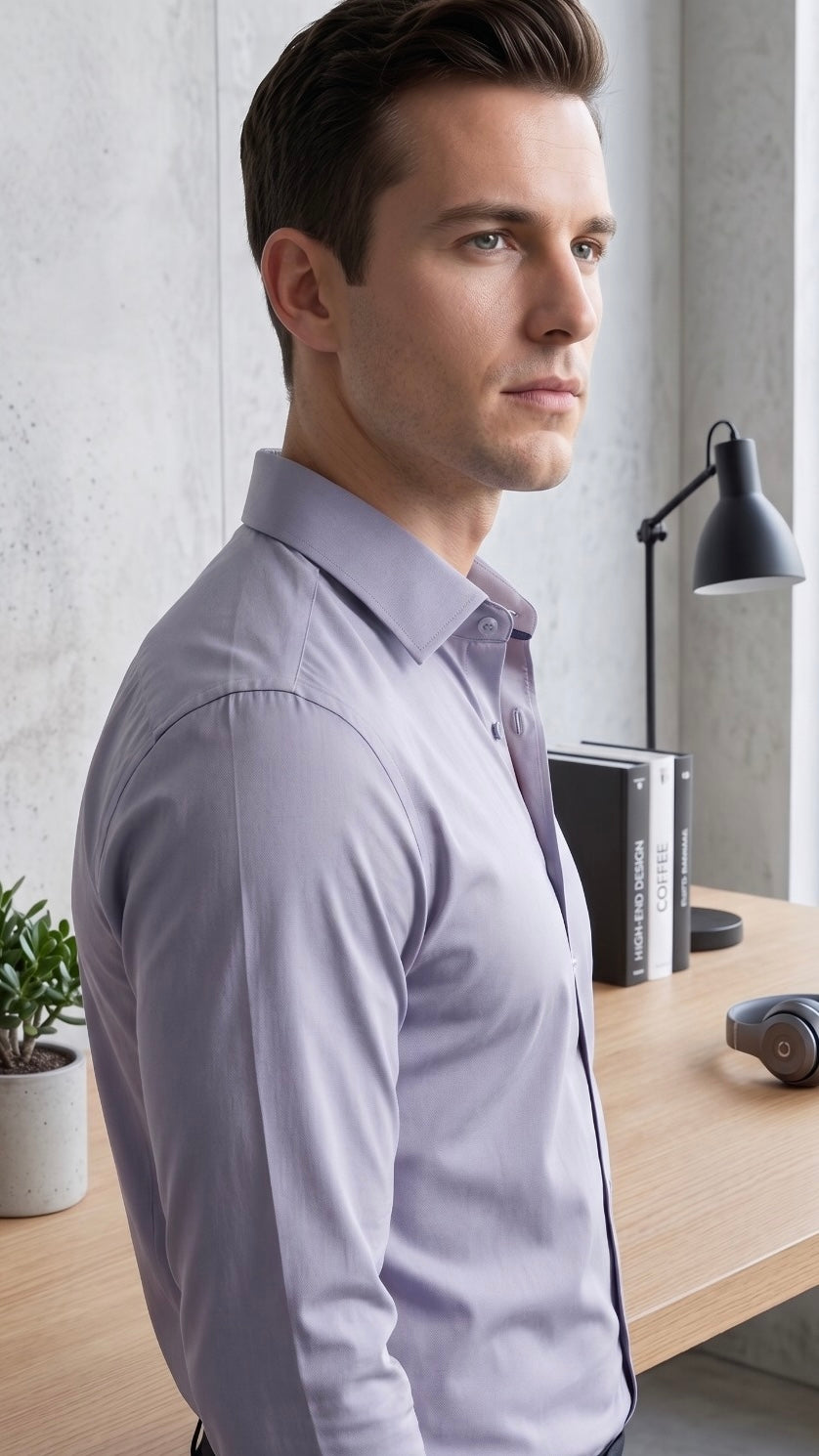 Formal Cotton Shirt- Sky Gray